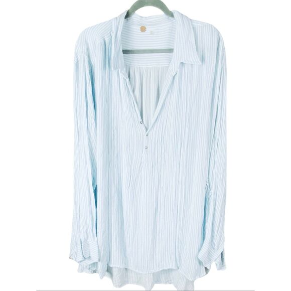 FP One Free People Blue White Striped Knit Pullover Top Women’s XL Boho Casual - Picture 3 of 7